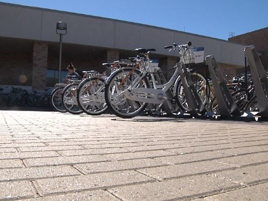 Zagster's new bikes on display in Rudder Plaza